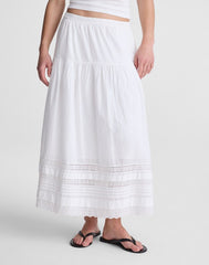 Pintucked Midi Skirt WHITE