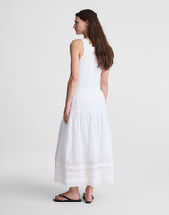 Pintucked Midi Skirt WHITE