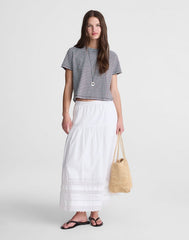 Pintucked Midi Skirt WHITE