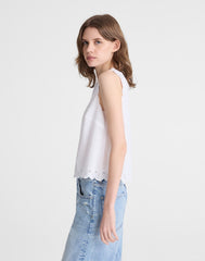 Embroidered Shell Top in Poplin WHITE
