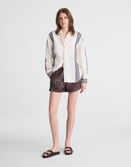The Easy Shirt in Linen Blend BOLD PLACEMENT STRIPE BLACK