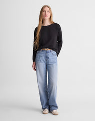 The Relaxed Raglan Tee in Vintage Jersey BLACK COAL