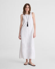 Denim Seamed Maxi Dress TILE WHITE