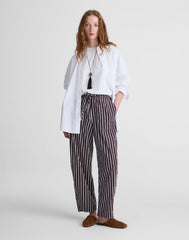 Pull-On Barrel-Leg Utility Pants in Poplin CHOCOLATE PLUM