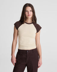 The '90s Crewneck Raglan Tee in Compact Cotton COLORBLOCK