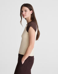 The '90s Crewneck Raglan Tee in Compact Cotton COLORBLOCK