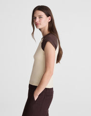 The '90s Crewneck Raglan Tee in Compact Cotton COLORBLOCK