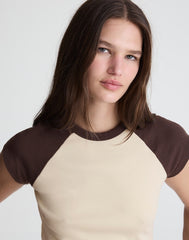 The '90s Crewneck Raglan Tee in Compact Cotton COLORBLOCK