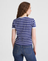 The Perfect Crewneck Baby Tee in Allday Jersey COOL NAVY