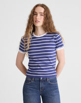 The Perfect Crewneck Baby Tee in Allday Jersey COOL NAVY