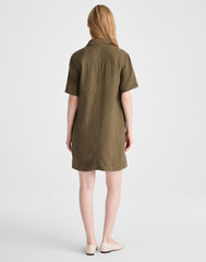 Relaxed Mini Shirtdress in 100% Linen FADED IVY