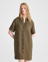 Relaxed Mini Shirtdress in 100% Linen FADED IVY