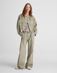 Drawstring Utility Jacket in Airy Denim SAGEBRUSH