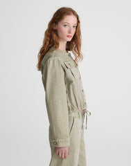 Drawstring Utility Jacket in Airy Denim SAGEBRUSH