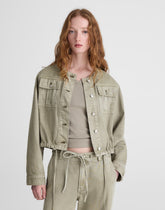 Drawstring Utility Jacket in Airy Denim SAGEBRUSH