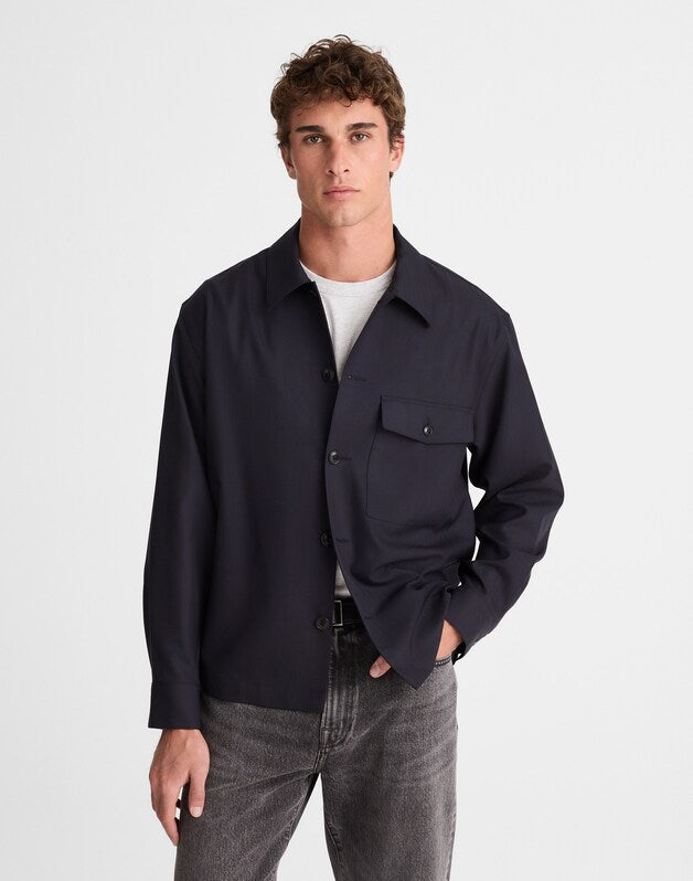 Overshirt in Wool-Blend Herringbone HERRINGBONE