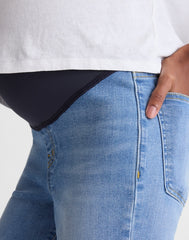 The Maternity Flare Crop Jean in Super Stretch Denim COASTAL BLUE WASH