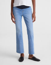 The Maternity Flare Crop Jean in Super Stretch Denim COASTAL BLUE WASH