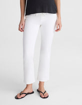 The Maternity Flare Crop Jean in Super Stretch Denim TILE WHITE