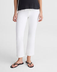 The Maternity Flare Crop Jean in Super Stretch Denim TILE WHITE