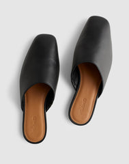 The Mylie Mule in Leather TRUE BLACK