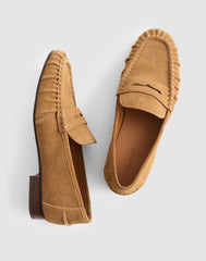 The Ashley Ruched Loafer in Suede AGED COGNAC
