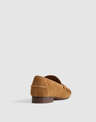The Ashley Ruched Loafer in Suede AGED COGNAC