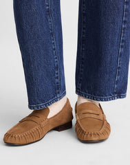 The Ashley Ruched Loafer in Suede AGED COGNAC