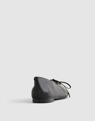 The Mylie Lace-Up Glove Flat in Leather TRUE BLACK