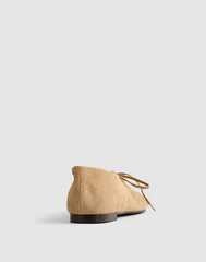 The Mylie Lace-Up Ballet Flat in Suede WALNUT SHELL