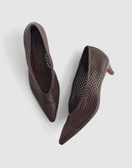 The Emilie Glove Pump in Perforated Leather ESPRESSO BEAN