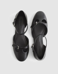 The Hester Ankle-Strap d'Orsay Flat TRUE BLACK