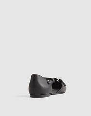 The Hester Ankle-Strap d'Orsay Flat TRUE BLACK