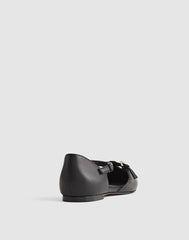 The Hester Ankle-Strap d'Orsay Flat TRUE BLACK