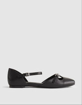The Hester Ankle-Strap d'Orsay Flat TRUE BLACK
