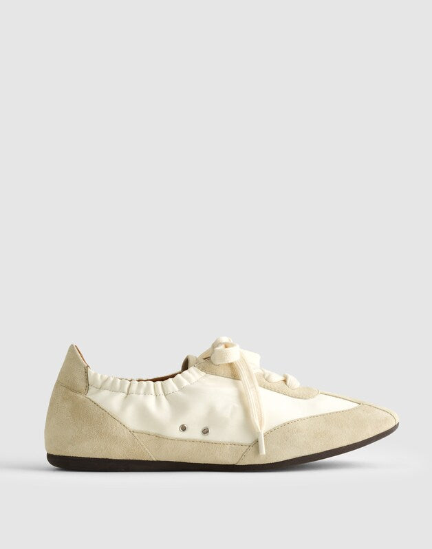 The Greta Ballet Sneaker in Nylon & Suede VINTAGE KHAKI MULTI