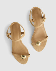 The Mila Sculpted Hardware Thong Sandal in Suede FIELD KHAKI