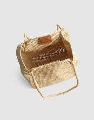 The Lexington Small Tote in Raffia WARM COFFEE MULTI