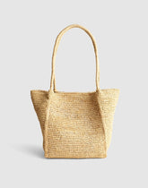 The Lexington Small Tote in Raffia WARM COFFEE MULTI