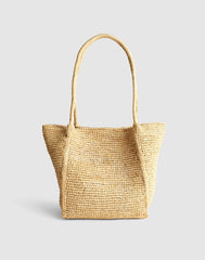 The Lexington Small Tote in Raffia WARM COFFEE MULTI