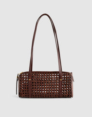 The Brioche Mini Shoulder Bag in Open Leather CHERRY WOOD