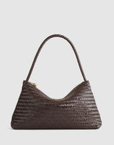 The Signature Woven Zip Top Shoulder Bag COFFEE BEAN