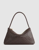 The Signature Woven Zip Top Shoulder Bag COFFEE BEAN