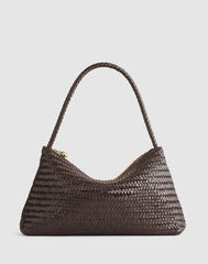 The Signature Woven Zip Top Shoulder Bag COFFEE BEAN