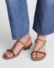 The Maycie Strappy Sandal in Suede AGED COGNAC
