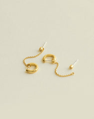 Demi-Fine Chain Huggie Hoop Earrings WHITE SAPPHIRE