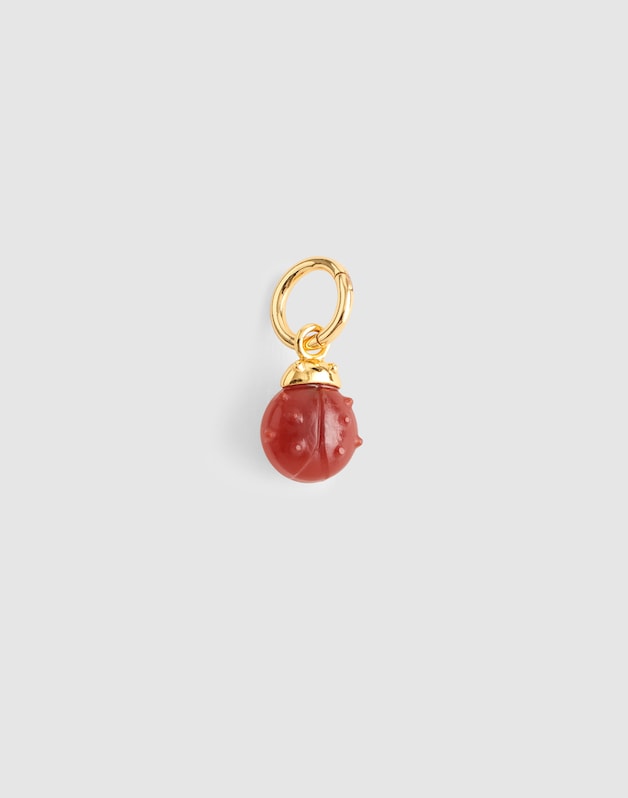 Semiprecious Ladybug Charm ANTIQUE GOLD