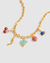 Semiprecious Strawberry Charm ANTIQUE GOLD