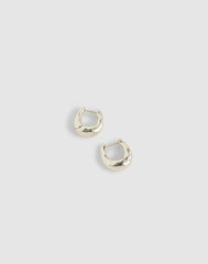 Hammered Puffy Huggie Hoop Earrings WARM SILVER