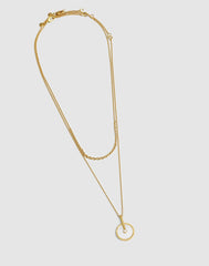 Two-Pack Stone Inlay Coin Necklace Set MOTHER OF PEARL